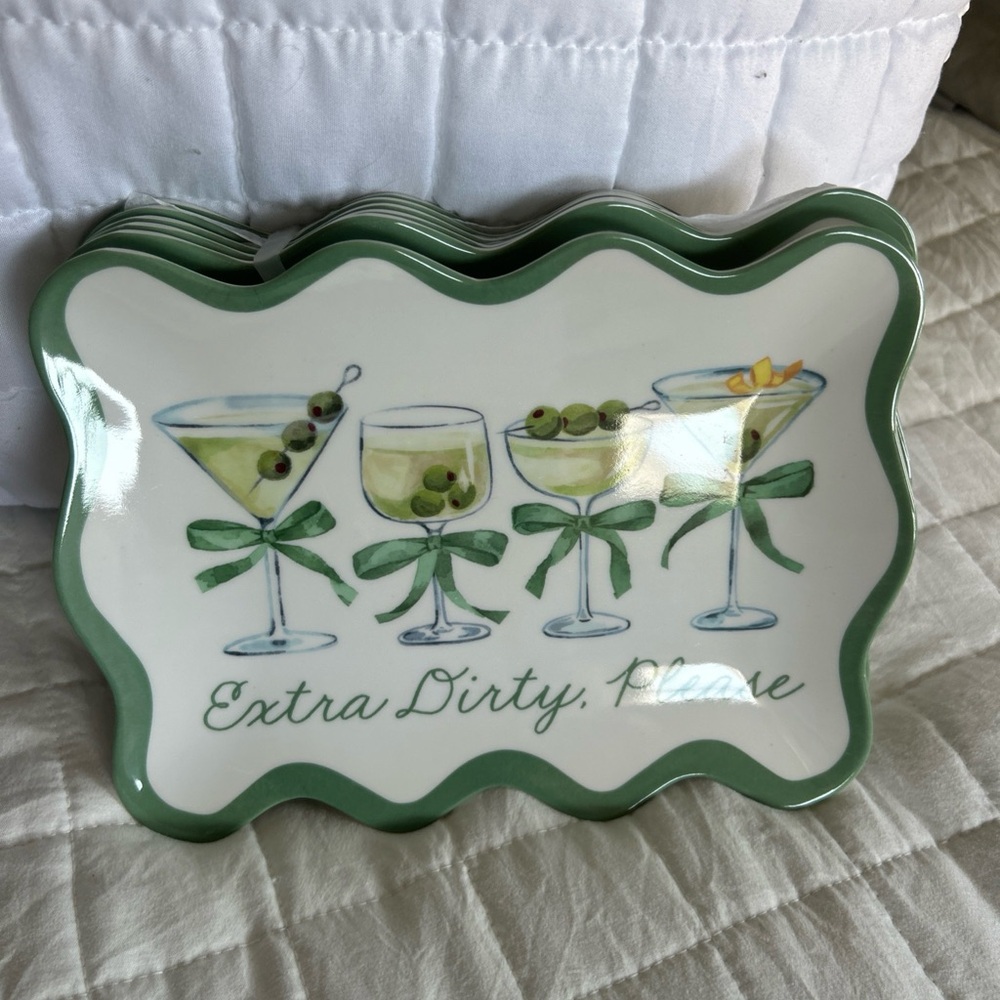 NEW Rachel Zoe Melamine Appetizer Plates Extra Dirty Martini Set of 6 (2 AVAIL)